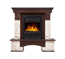 Портал Firelight Pietra Classic камень белый, шпон темный дуб