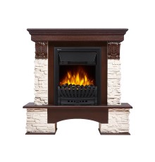 Портал Firelight Pietra Classic камень белый, шпон темный дуб
