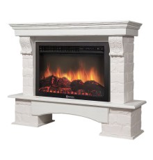 Портал Firelight Forte 30S камень белый, шпон белёный дуб
