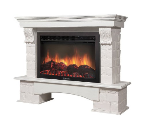 Портал Firelight Forte 30S камень белый, шпон белёный дуб Портал Firelight Forte 30S камень белый, шпон белёный дуб