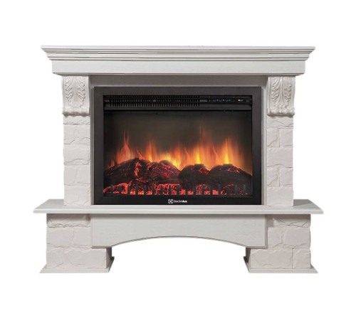 Портал Firelight Forte 30S камень белый, шпон белёный дуб Портал Firelight Forte 30S камень белый, шпон белёный дуб