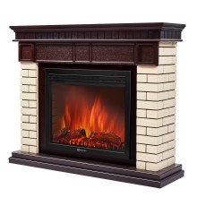 Портал Firelight Bricks 25 камень бежевый, шпон темный дуб