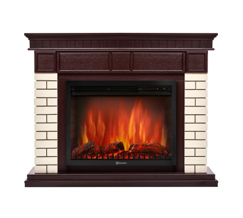 Портал Firelight Bricks 25 камень бежевый, шпон темный дуб