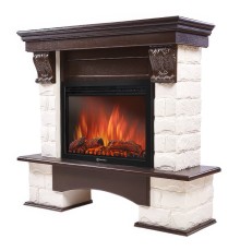 Портал Firelight Forte 25S камень белый, шпон темный дуб