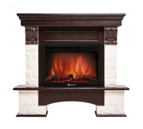 Портал Firelight Forte 25S камень белый, шпон темный дуб Портал Firelight Forte 25S камень белый, шпон темный дуб