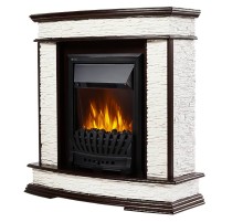 Портал Firelight Scala Classic камень сланец скалистый белый, шпон тёмный дуб