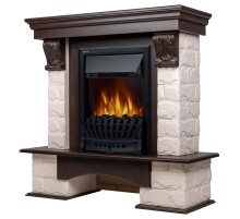 Портал Firelight Forte Classic камень белый, шпон темный дуб
