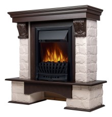 Портал Firelight Forte Classic камень белый, шпон темный дуб