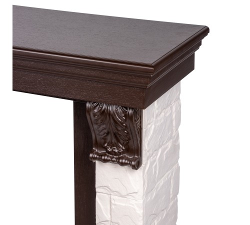 Портал Firelight Forte Classic камень белый, шпон темный дуб