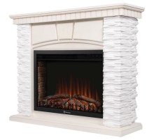 Портал Firelight Porto 30 камень белый, шпон беленый дуб