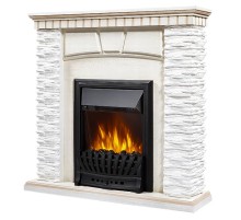 Портал Firelight Porto Classic камень белый, шпон беленый дуб Портал Firelight Porto Classic камень белый, шпон беленый дуб