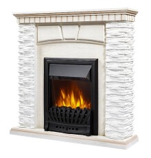 Портал Firelight Porto Classic камень белый, шпон беленый дуб
