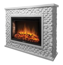 Портал Firelight Quadro 30 камень песчаник античный белый, белая эмаль