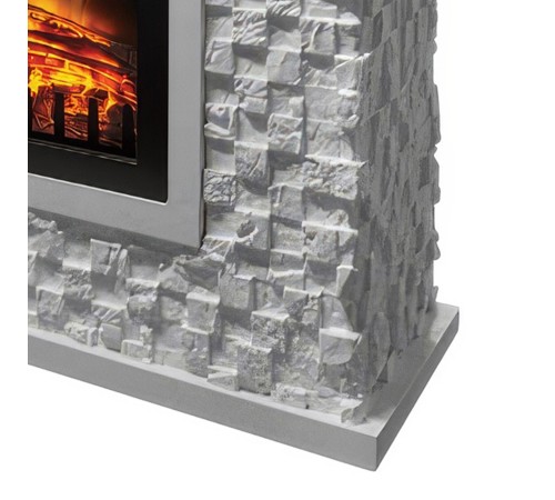 Портал Firelight Quadro 25 камень песчаник античный белый, белая эмаль Портал Firelight Quadro 25 камень песчаник античный белый, белая эмаль