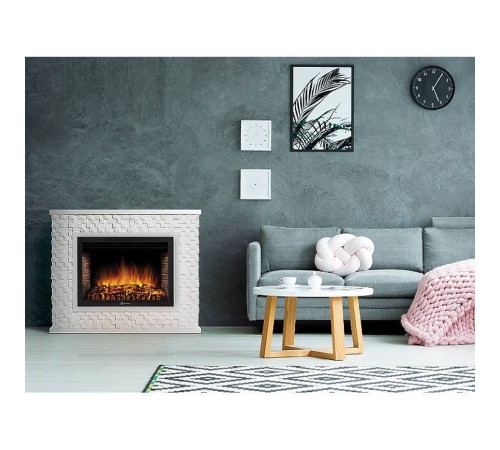 Портал Firelight Quadro 25 камень песчаник античный белый, белая эмаль Портал Firelight Quadro 25 камень песчаник античный белый, белая эмаль