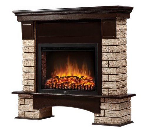 Портал Firelight Forte Wood 25 камень коричневый, шпон темный дуб Портал Firelight Forte Wood 25 камень коричневый, шпон темный дуб