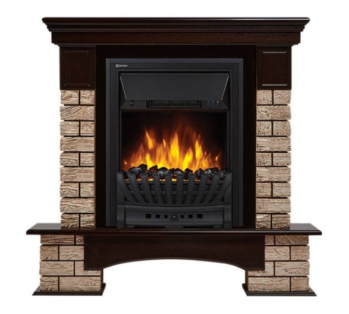 Портал Firelight Forte Wood Classic камень коричневый, шпон темный дуб Портал Firelight Forte Wood Classic камень коричневый, шпон темный дуб