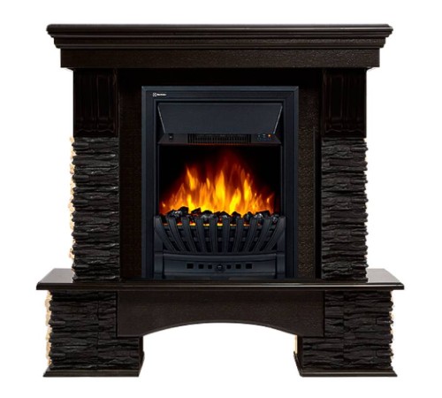 Портал Firelight Pietra Nuovo Classic камень сланец чёрный, шпон венге Портал Firelight Pietra Nuovo Classic камень сланец чёрный, шпон венге