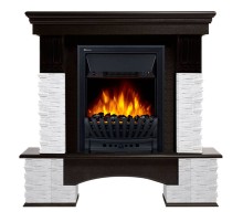 Портал Firelight Pietra Nuovo Classic камень сланец белый, шпон темный дуб Портал Firelight Pietra Nuovo Classic камень сланец белый, шпон темный дуб