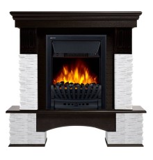 Портал Firelight Pietra Nuovo Classic камень сланец белый, шпон темный дуб