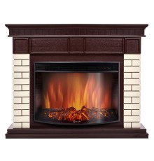 Каминокомплект: Очаг Electrolux EFP/P-2720RLS, портал Bricks 25 камень бежевый, шпон темный дуб