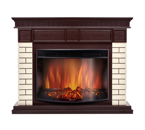 Каминокомплект: Очаг Electrolux EFP/P-2720RLS, портал Bricks 25 камень бежевый, шпон темный дуб Каминокомплект: Очаг Electrolux EFP/P-2720RLS, портал Bricks 25 камень бежевый, шпон темный дуб