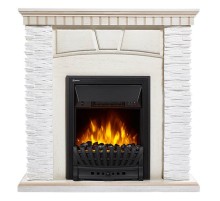 Каминокомплект:Очаг Electrolux EFP/P-1020LS с порталом Porto Classic камень белый, шпон беленый дуб