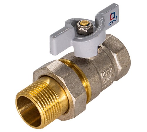 Кран CTM шар. 1quot; с накид. гайкой бабочка СТАНДАРТ CWAFM001