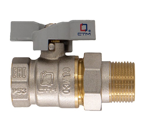 Кран CTM шар. 1quot; с накид. гайкой бабочка СТАНДАРТ CWAFM001