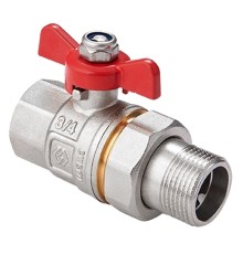 Кран шаровой латунный MVI DN20 PN40 вн-американка, бабочка