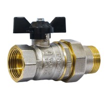 Кран шаровой латунный LD Pride 47.25.В-ГШ.Б Ду 25 Ру 40 вн-американка, (бабочка с биркой)