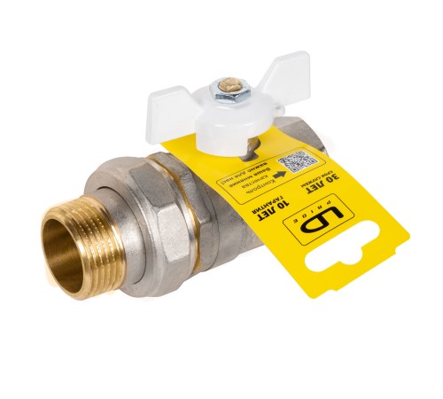 Кран шаровой латунный LD Pride 47.25.В-ГШ.Б (White) Ду 25 Ру 40 вн-американка, (бабочка)