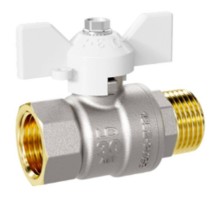 Кран шаровой латунный LD Pride 47.32.В-Н.Б Ду32 Ру25 white (бабочка с бир.)