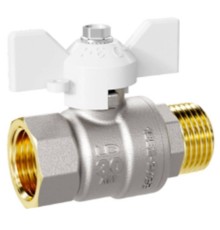 Кран шаровой латунный LD Pride 47.32.В-Н.Б Ду32 Ру25 white (бабочка с бир.)