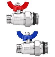Кран шаровой VARMEGA, НР 1quot;x3/4quot;, с разъемным соединением, для коллектор. групп, комплект_2 шт