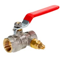 Кран шаровой латунный РИДАН BVR-DR DN50 PN40 с внутренней резьбой и спускным элементом, п/п, ручка