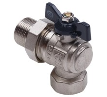 Кран шаровой AQUALINK со сгоном угловой FM 1/2 LU B гайка-штуцер бабочка (100/10)