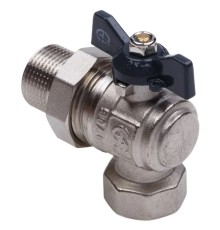 Кран шаровой AQUALINK со сгоном угловой FM 1/2 LU B гайка-штуцер бабочка (100/10)