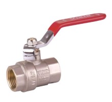 Кран VIEIR шаровый 1 1/2 ВВ, красная ручка, никель (24/4) VR200-05