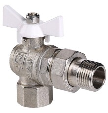 Кран шар. Valtec VT.228.NW.04 BASE ВН 1/2quot; с американкой бабочка белая угловой