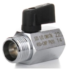 Кран шаровой ELSEN MINI PN40 полнопроходной прямой НВ 1/2 ручка-бабочка латунь Кран шаровой ELSEN MINI PN40 полнопроходной прямой НВ 1/2 ручка-бабочка латунь