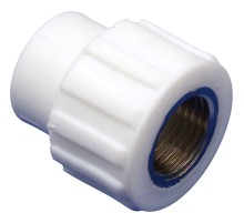 Муфта MeerPlast PPRC 25х1/2 ВР белый (1/10/160) Муфта MeerPlast PPRC 25х1/2 ВР белый (1/10/160)