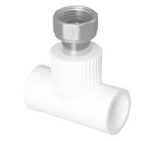 Тройник TEBO бел. PP-R с накидной гайкой 20х3/4quot; (мет. штуцер) (20/80), арт. 030040702