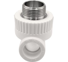 Тройник THERMOLIGHT комбинированный PP-R НР 20х3/4х20 белый (10/120)