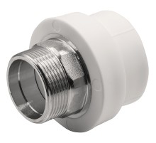 Муфта THERMOLIGHT комбинированная PP-R НР 50х1 1/2quot; под ключ белый (3/33) Муфта THERMOLIGHT комбинированная PP-R НР 50х1 1/2quot; под ключ белый (3/33)