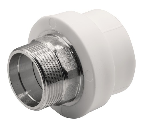 Муфта THERMOLIGHT комбинированная PP-R НР 50х1 1/2quot; под ключ белый (3/33) Муфта THERMOLIGHT комбинированная PP-R НР 50х1 1/2quot; под ключ белый (3/33)