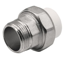 Муфта THERMOLIGHT комбинированная разъемная PP-R НР 20х3/4quot; белый (10/250) Муфта THERMOLIGHT комбинированная разъемная PP-R НР 20х3/4quot; белый (10/250)
