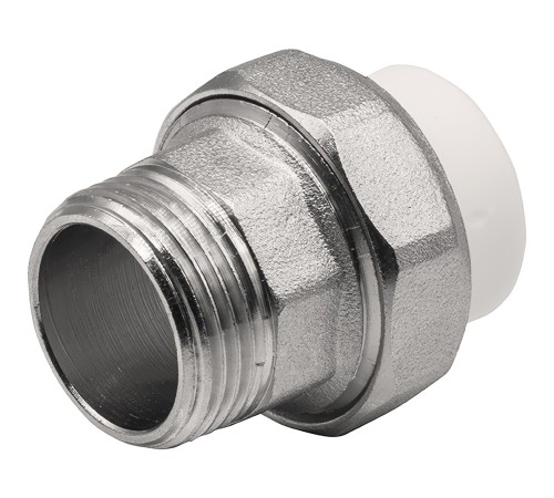 Муфта THERMOLIGHT комбинированная разъемная PP-R НР 20х3/4quot; белый (10/250) Муфта THERMOLIGHT комбинированная разъемная PP-R НР 20х3/4quot; белый (10/250)