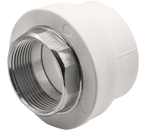 Муфта THERMOLIGHT комбинированная PP-R ВР 50х1 1/2quot; под ключ белый (5/30) Муфта THERMOLIGHT комбинированная PP-R ВР 50х1 1/2quot; под ключ белый (5/30)