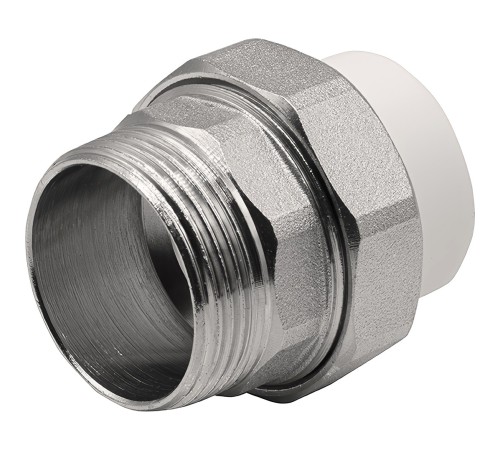Муфта THERMOLIGHT комбинированная разъемная PP-R НР 32х1 1/4quot; белый (5/80) Муфта THERMOLIGHT комбинированная разъемная PP-R НР 32х1 1/4quot; белый (5/80)